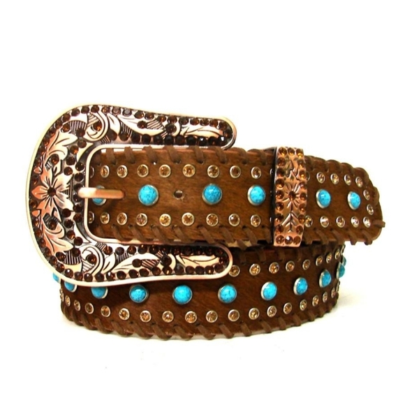 Accessories - Brown Belt with Turquoise Accents M.L